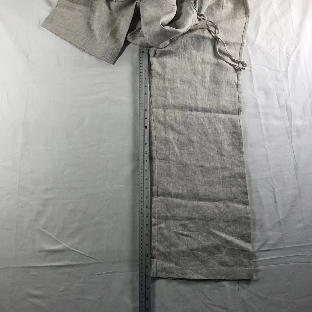 Reformation Petites Olina Linen Pant Oatmeal Wide Leg Relaxed 1308913OAT0MP MP